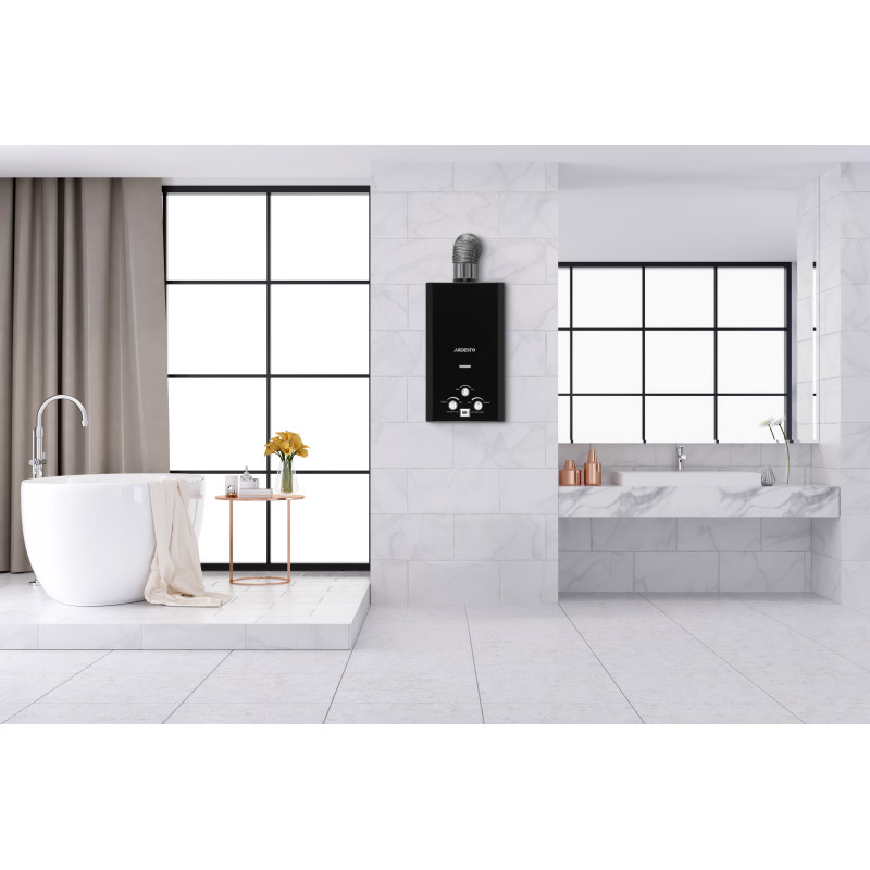 ARDESTO Газова колонка X1, 10 л/хв., 20 кВт, розпалювання від батарейок, дисплей, чорний (TFGBH-10B-X1-BLACK)