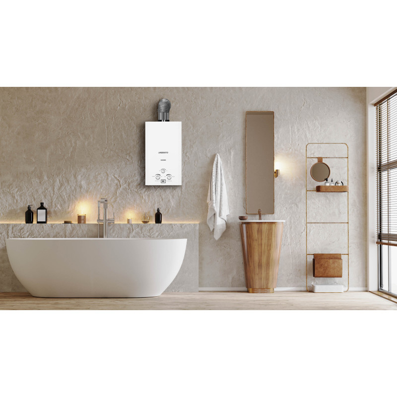 ARDESTO Газова колонка X1, 10 л/хв., 20 кВт, розпалювання від батарейок, дисплей, білий (TFGBH-10B-X1-WHITE)