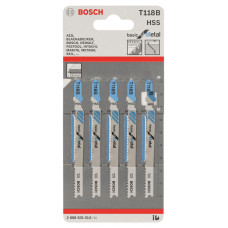BOSCH Полотно пиляльне для електролобзика по металу T 118 B, 1.9-2.3х92мм, 5шт (2608631014)