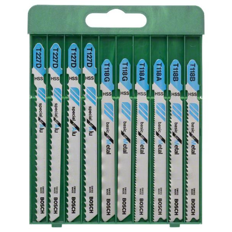 BOSCH Набір пилочок для лобзикових пил, по металу, 10од (2609256745)