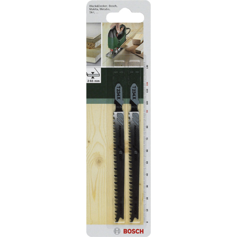BOSCH Полотно пиляльне для електролобзика HSC по дереву, T 234 X, 2-3х116мм, 2шт (2609256727)
