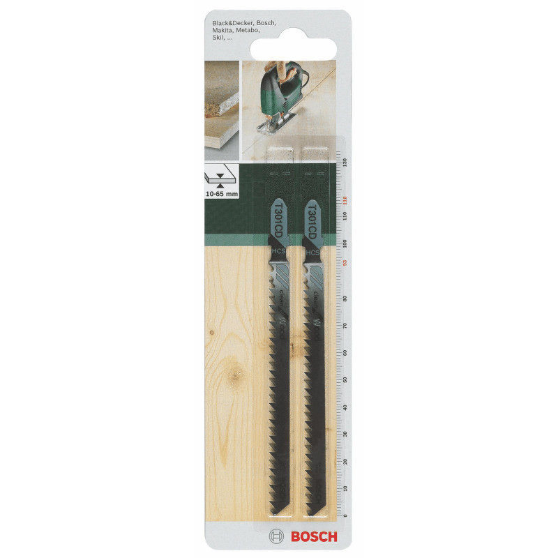 BOSCH Полотно пиляльне для електролобзика HSC по дереву, T 301 CD, 3х116мм, 2шт (2609256725)