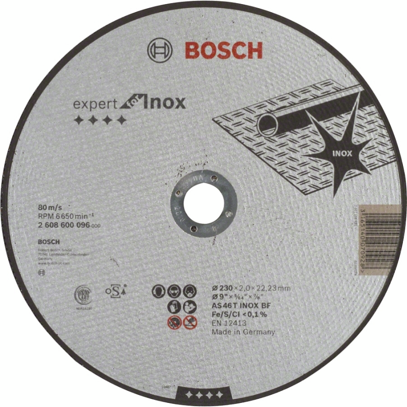BOSCH Диск відрізний Expert for Inox, 230х22.23мм (2608600096)