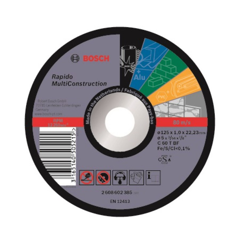 BOSCH Диск відрізний Rapido Multi Construction 125x1мм (2608602385)
