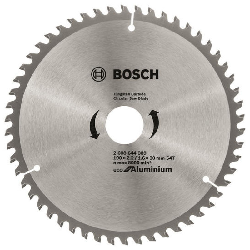 BOSCH Диск пиляльний Eco for Aluminium 190x2.42/1.6x30мм 54TCG (2608644389)