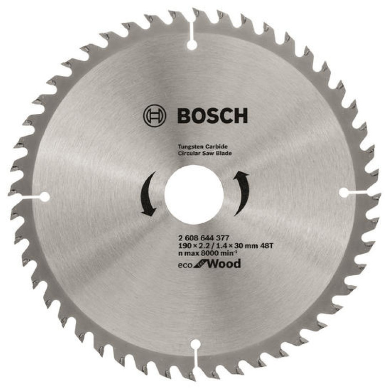BOSCH Диск пиляльний Eco for Wood 190x2.2x30-48T (2608644377)