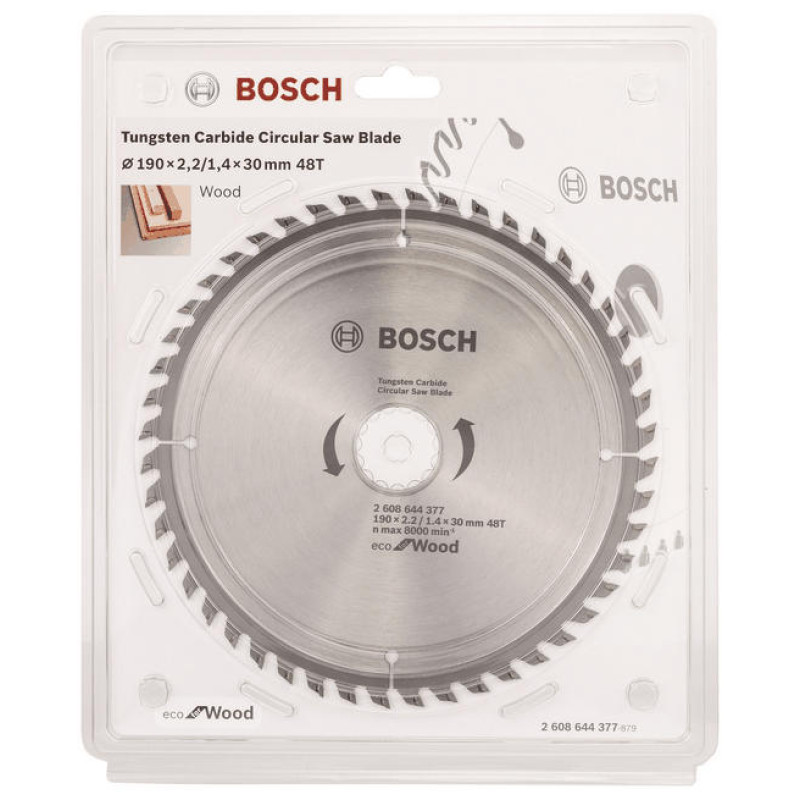 BOSCH Диск пиляльний Eco for Wood 190x2.2x30-48T (2608644377)