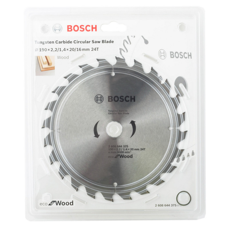 BOSCH Диск пиляльний Eco for Wood 190x20 / 16-24T (2608644375)