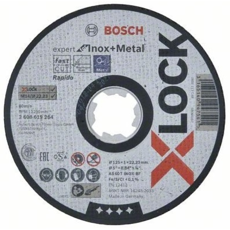 BOSCH Круг отрезной X-Lock Expert for Metal & Inox 125x1x22.23 мм (2608619264)