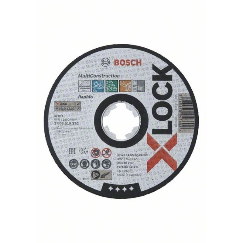 BOSCH Круг отрезной X-Lock Expert for Metal & Inox 125x1x22.23 мм (2608619264)