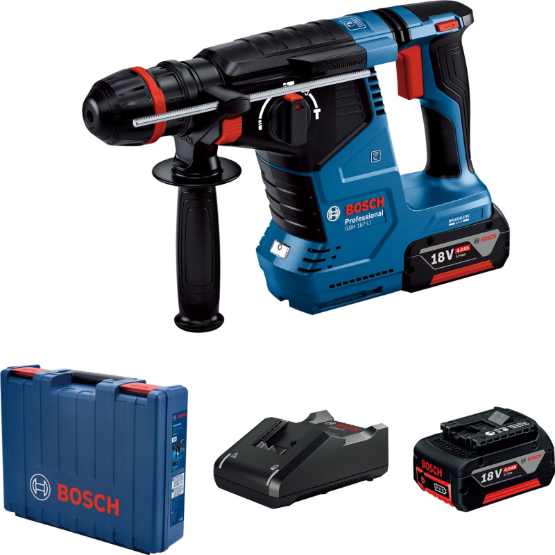 BOSCH Перфоратор GBH 187-LI ONE Chuck акумуляторний, 2*18 В 5 Аг, с 2 акб GBA 18V 5.0Ah, 2.4 Дж, 980 об/хв, 2.9 кг (0611923121)