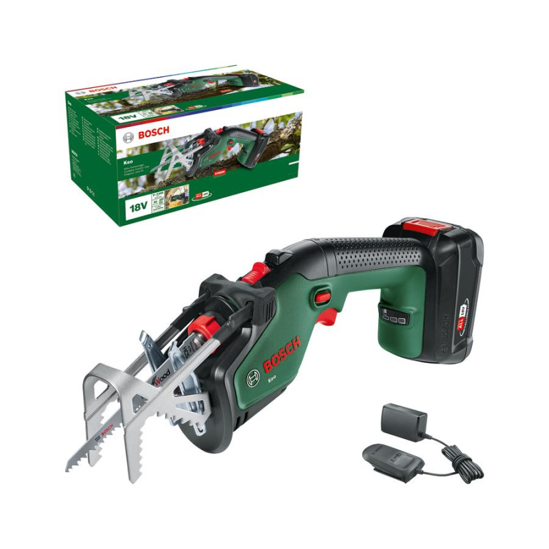 BOSCH Пила шабельна акумуляторна KEO 18В ЗУAL18V-20 АКБ 2А·год пропил 80мм хід 20мм 1.4кг (0600861A00)
