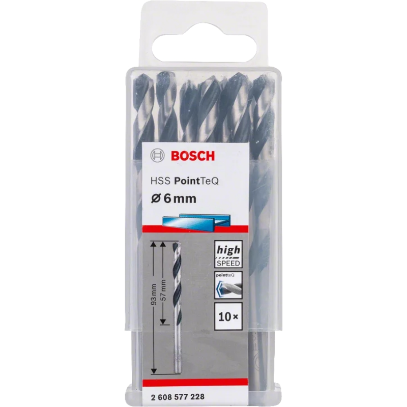 BOSCH Свердло металу HSS-PointTeQ, 6х57х93мм, 10шт (2608577228)