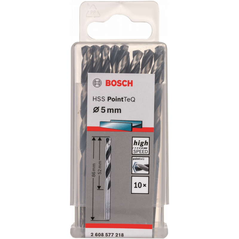 BOSCH Свердло по металу HSS-PointTeQ, 5х52х86мм, 10шт (2608577218)