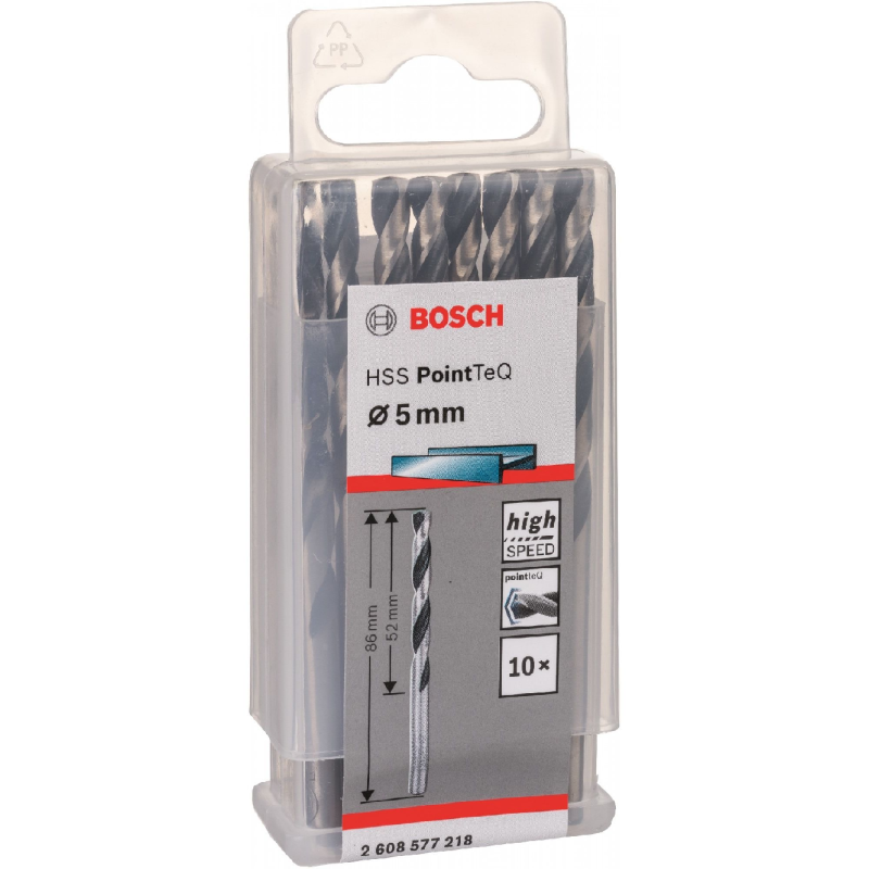 BOSCH Свердло по металу HSS-PointTeQ, 5х52х86мм, 10шт (2608577218)