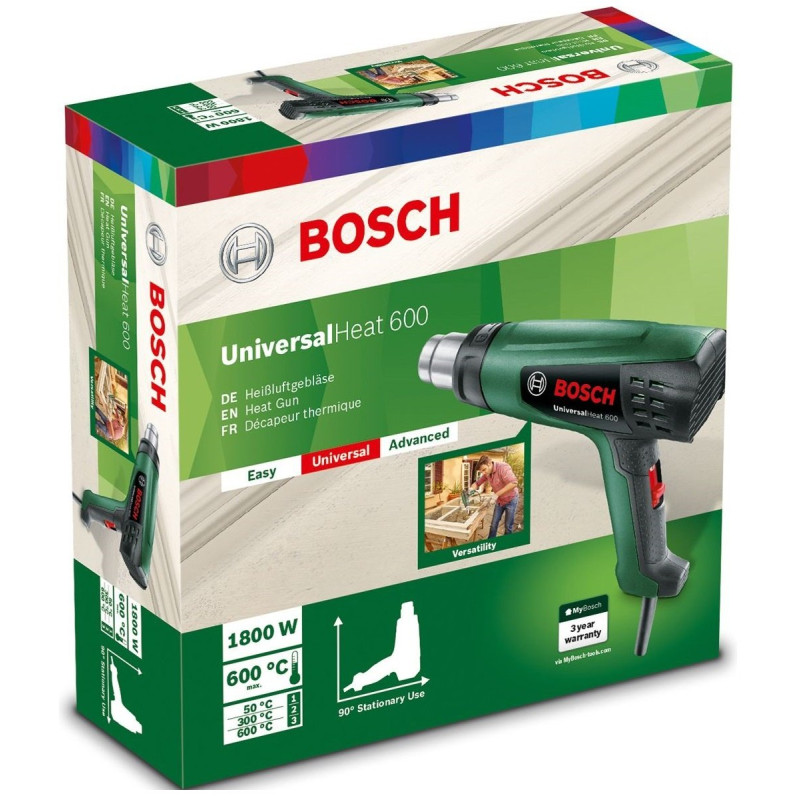 BOSCH Фен будівельний UniversalHeat 600, 1800Вт, 50/300/600°C, 200/350/500л•хв, 0.53кг (06032A6120)