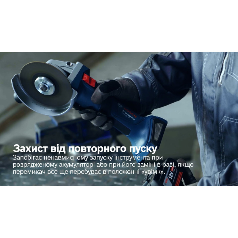 BOSCH Шліфмашина кутова акумуляторна Professional GWS 180-LI (06019H9021)