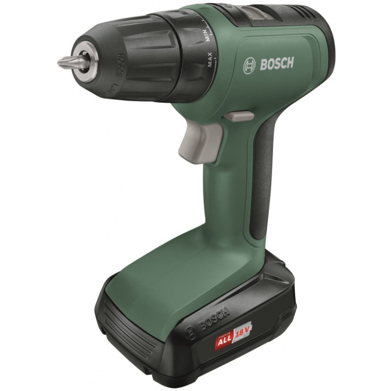 BOSCH Шуруповерт-дриль UniversalDrill 18, 18В, 1.5Ач, 24Нм, 440/1450 об/хв, ЗП, 1.2кг, кейс (06039C8004)