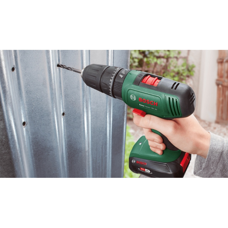 BOSCH Шурупокрут-дриль акумуляторний EasyImpact 18V-40 18В 2х2А·год 20·38Нм 0-430·0-1630об·хв кейс ЗП набір з 34 предметів (АС Xline) 1.4кг (06039D8109)