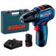 BOSCH Шурупокрут-дриль акумуляторний GSR 12V-30, 12В 2x2.0 Аг, 30Нм, 20+1, 420/1600об/хв, безщітковий, 0.78кг (06019G9000)