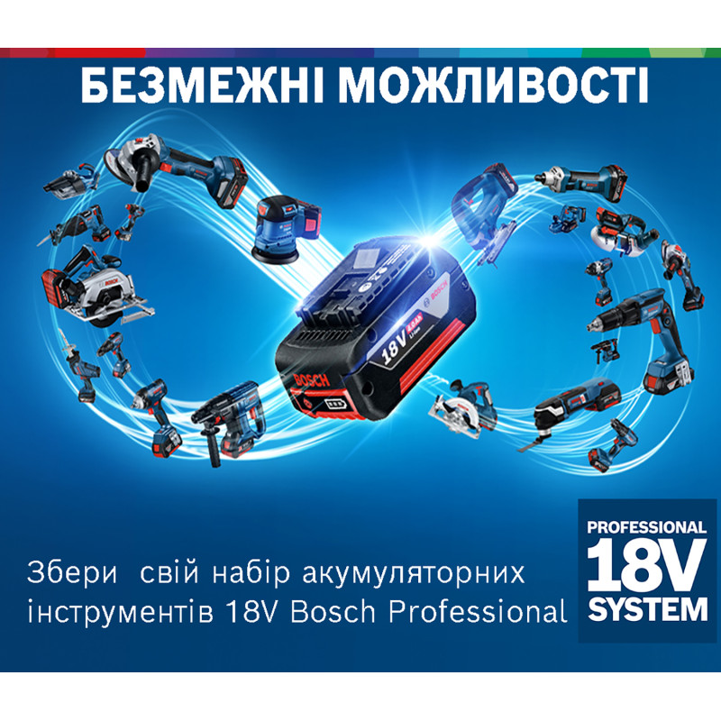 BOSCH Шурупокрут-дриль акумуляторний GSR 18 V-50, 18В 2x2Aг, 50Нм,20+1, 460/1800об/хв, 1кг (06019H5000)
