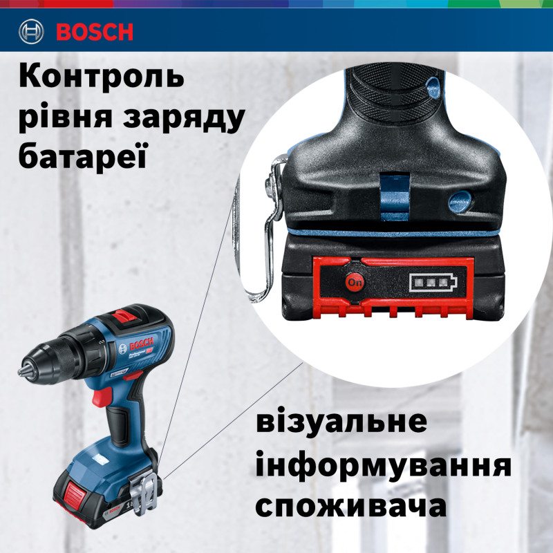 BOSCH Шурупокрут-дриль акумуляторний GSR 18 V-50, 18В 2x2Aг, 50Нм,20+1, 460/1800об/хв, 1кг (06019H5000)