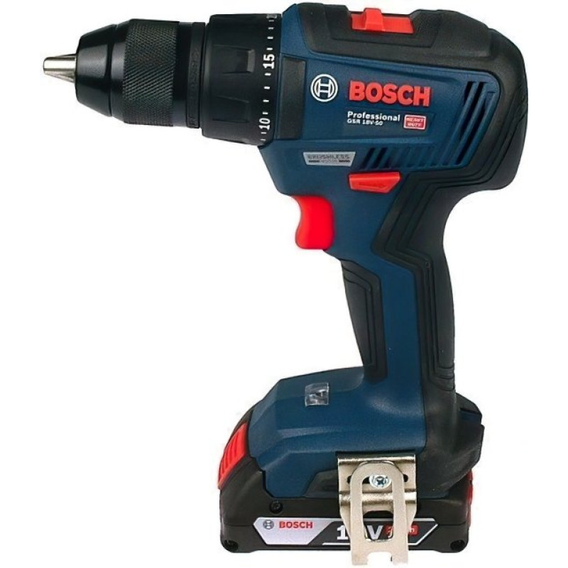 BOSCH Шурупокрут-дриль акумуляторний GSR 18 V-50, 18В 2*2Аг, 28/50/50 Нм, 20+1, 460/1800об/хв, ЗП, кейс, аксесуари, 1кг (06019H5004)