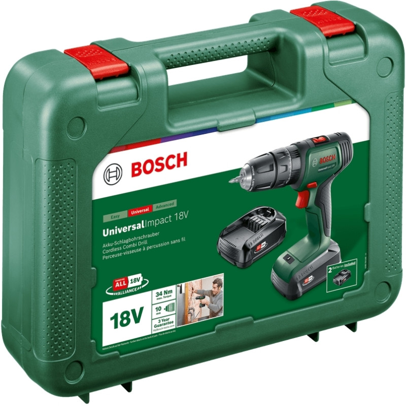BOSCH Шурупокрут-дриль акумуляторний UniversalImpact 18В 2х1.5А·год 20Нм 0-440·0-1450об·хв кейс ЗП 1.3кг (06039D4102)