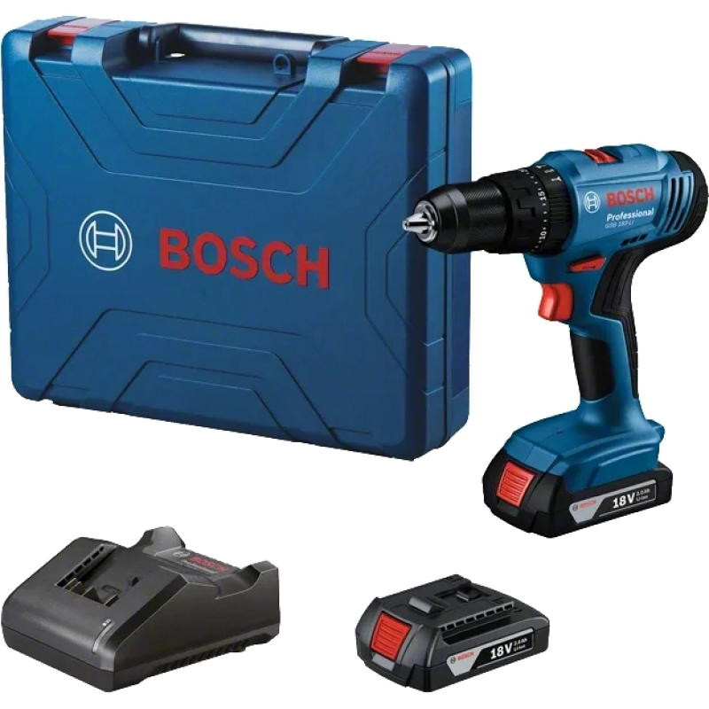 BOSCH Шурупокрут-дриль ударний акумуляторний GSB 183-LI 18В 2х2А·год 21-56Нм 374-1815об·хв кейс 1.2кг (06019K9100)