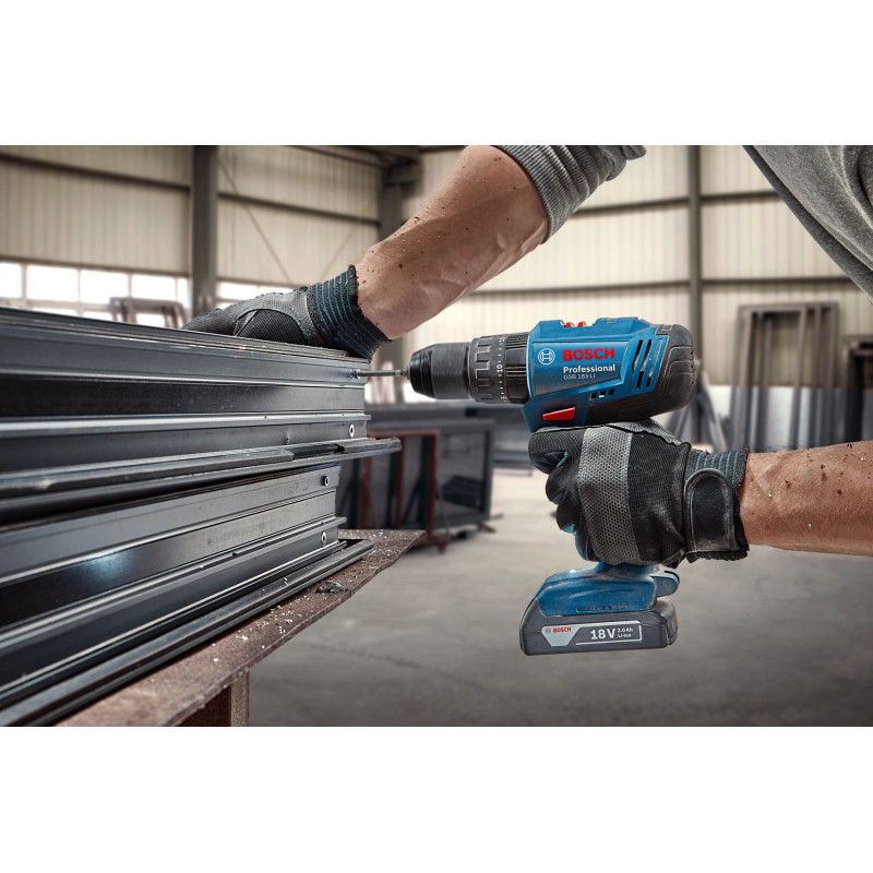 BOSCH Шурупокрут-дриль ударний акумуляторний GSB 183-LI 18В 2х2А·год 21-56Нм 374-1815об·хв кейс 1.2кг (06019K9100)