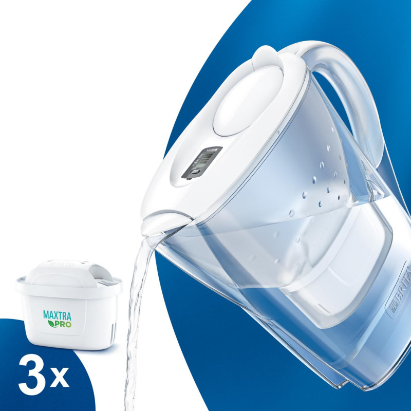 Brita Фільтр-глечик Marella Memo MXPro 2.4л (1.4л очищеної води) + 3 картриджа білий (1052791)
