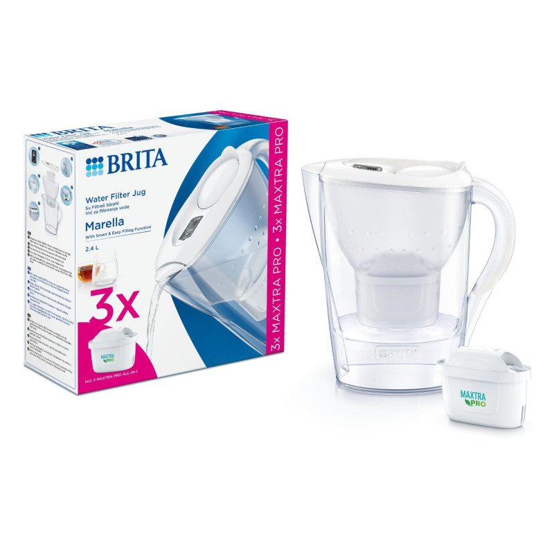 Brita Фільтр-глечик Marella Memo MXPro 2.4л (1.4л очищеної води) + 3 картриджа білий (1052791)