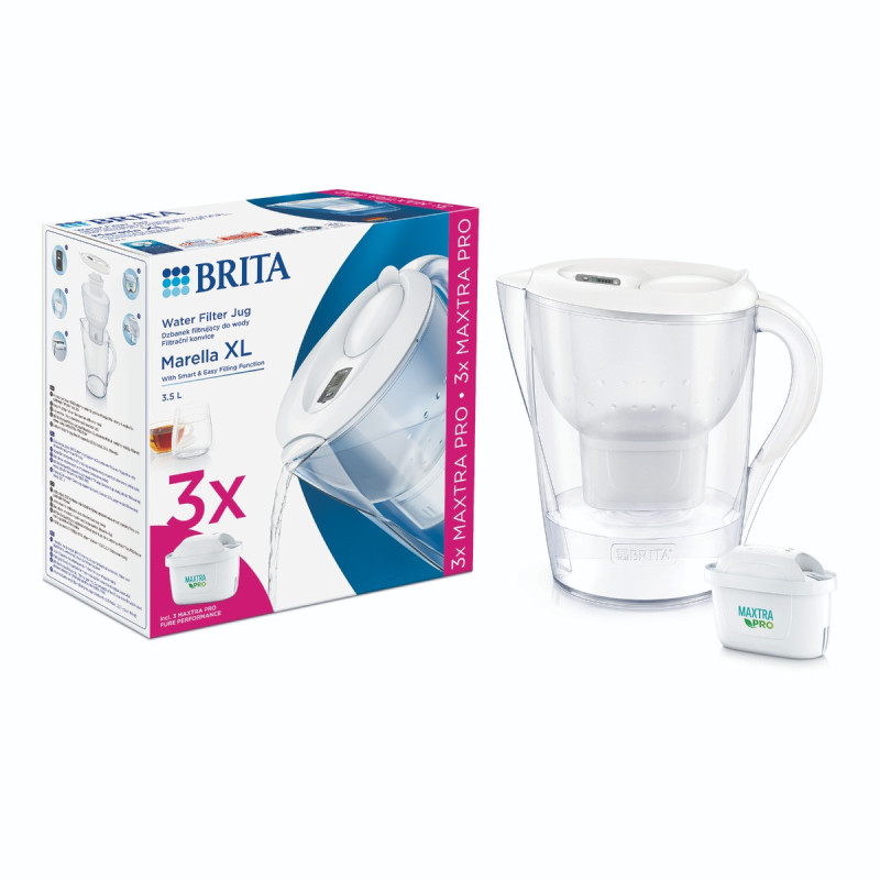 Brita Фільтр-глечик Marella XL Memo MXPro 3.5л (2л очищеної води) + 3 картриджа білий (1052782)