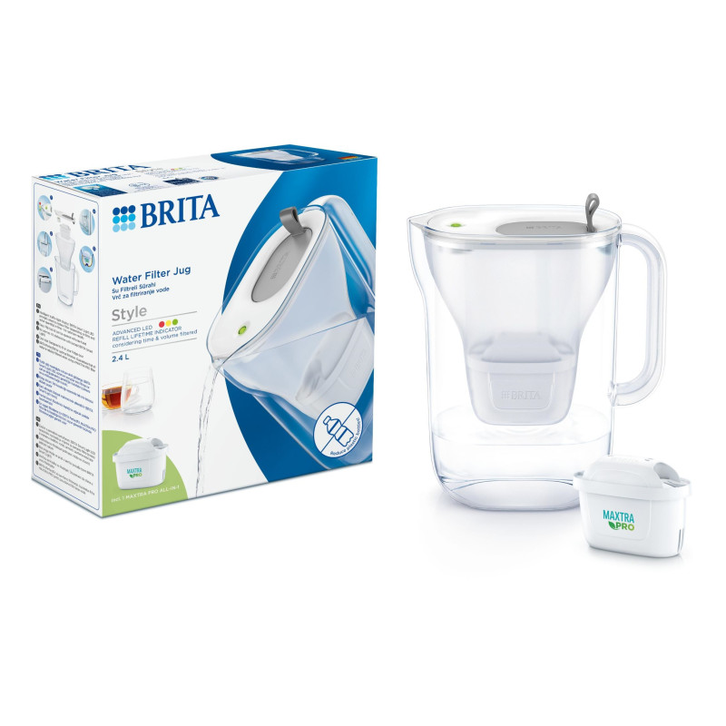 Brita Фільтр-глечик Style LED MXPro 2.4л (1.4л очищеної води) сірий (1052809)