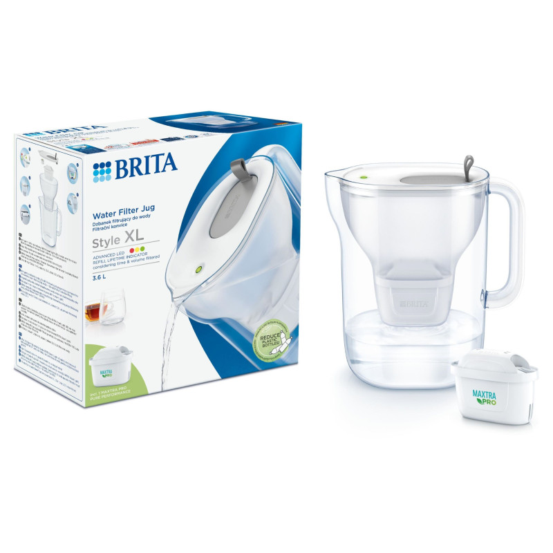 Brita Фільтр-глечик Style XL LED MXPro 3.6л (2.3л очищеної води) сірий (1052803)