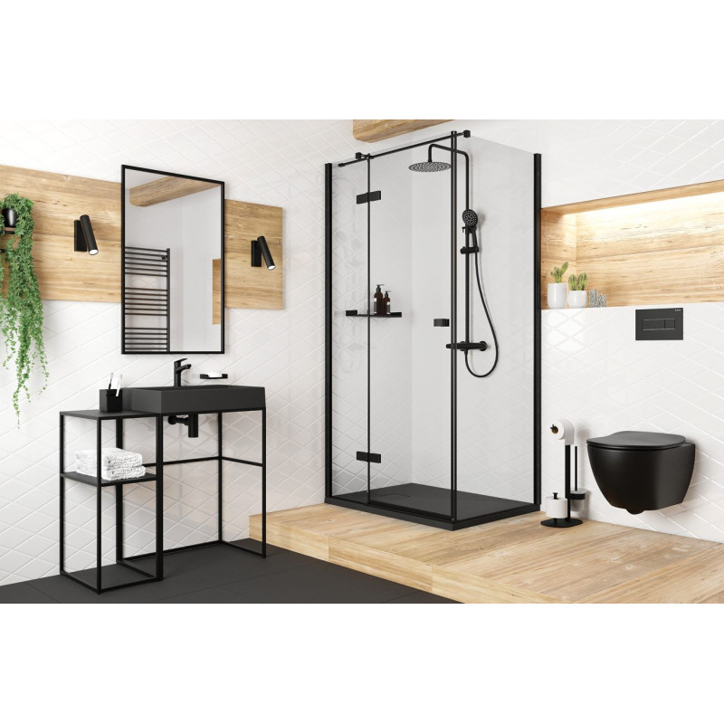 Deante Душова система Jasmin зі змішувачем-термостатом для душу, душ - 3 функц., кріпл. - на стійці, чорний (NAC_N4GT)