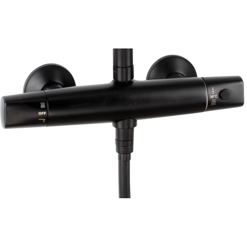 Deante Душова система Jasmin зі змішувачем-термостатом для душу, душ - 3 функц., кріпл. - на стійці, чорний (NAC_N4GT)