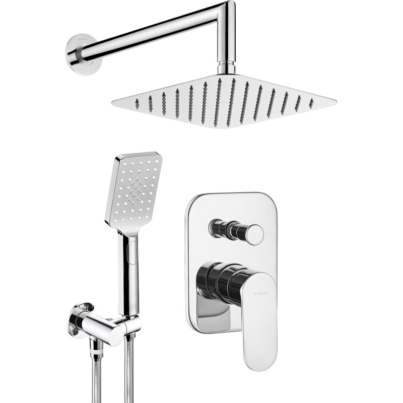 Deante Душевий набір Alpinia зі змішувачем, верхній душ, лійка, кріпл. - прихованого монтажу, хром (NAC_09LP)