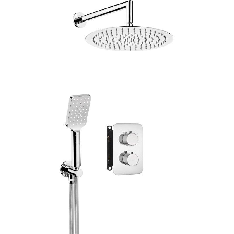 Deante Душевий набір Box з термостатичним змішувачем, верхній душ круг., лійка, кріпл. - прихованого монтажу, хром (BXYZ0EBT)