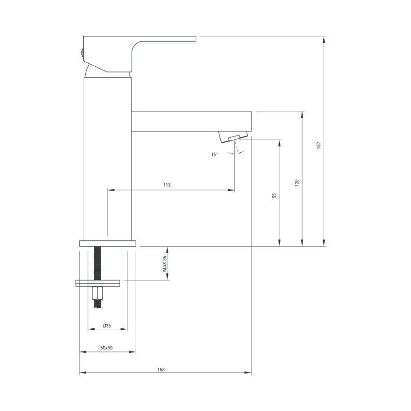 Deante Змішувач для раковини Anemon Bis,довж. виливу - 113мм, неповоротний, 1 важіль, хром (BCZ_021M)