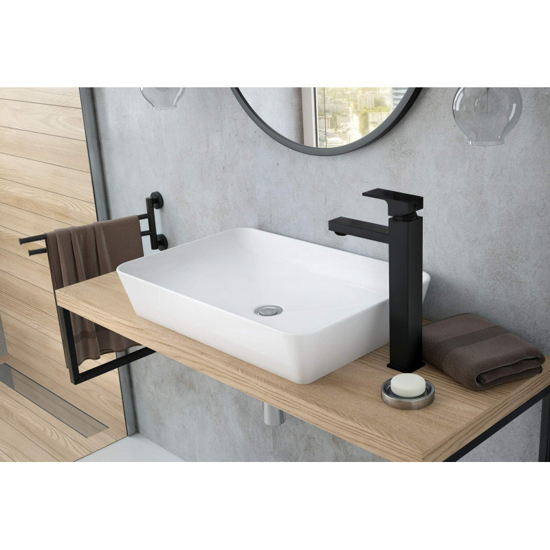 Deante Змішувач для раковини Anemon Bis,довж. виливу - 150мм, неповоротний, 1 важіль, чорний (BBZ_N21K)