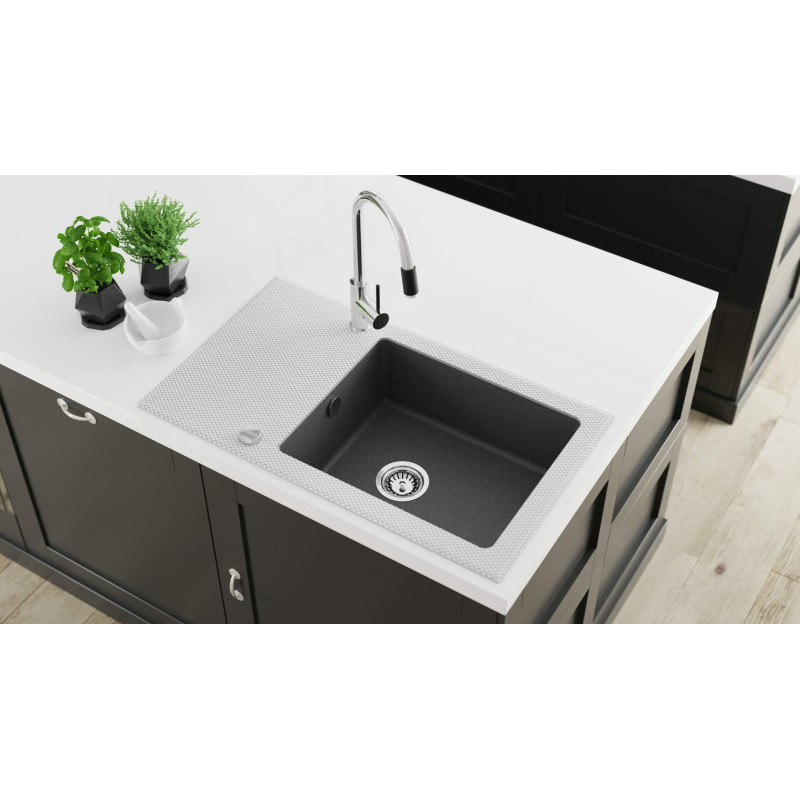 Deante Змішувач для кухні Aster, довж.виливу - 206мм, поворотний, 1важіль, хром-чорний (BCA_064M)