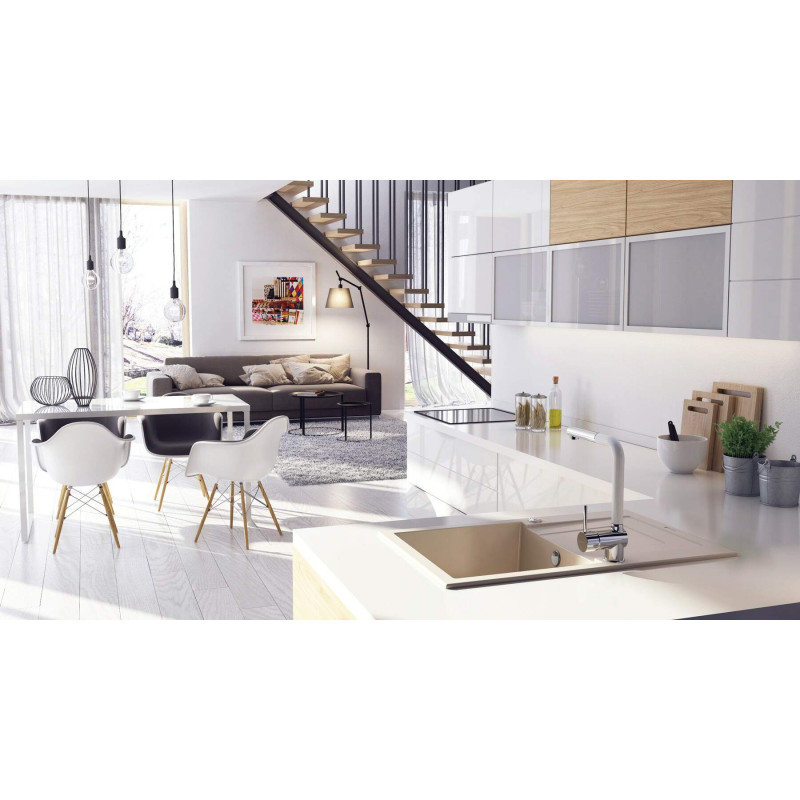 Deante Змішувач для кухні Aster, довж.виливу - 209мм, витяжний, 1важіль, хром-білий (BCA_W730)