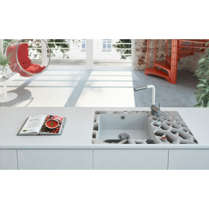 Deante Змішувач для кухні Aster, довж.виливу - 209мм, витяжний, 1важіль, хром-білий (BCA_W730)