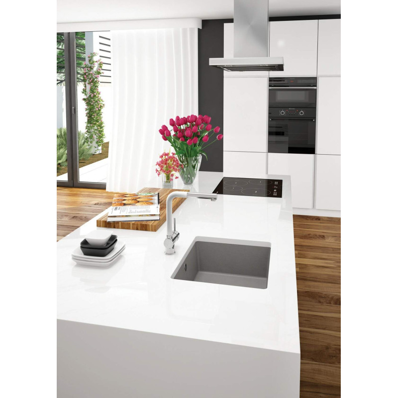 Deante Змішувач для кухні Aster, довж.виливу - 209мм, витяжний, 1важіль, хром-білий (BCA_W730)