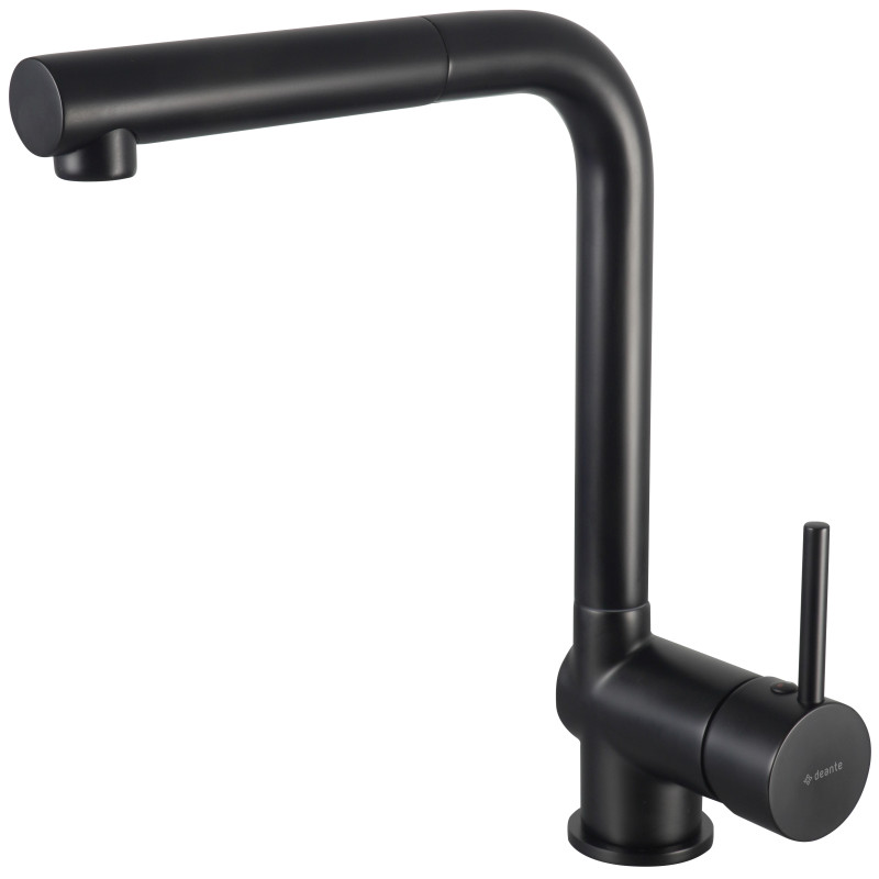 Deante Змішувач для кухні Aster, довж.виливу - 209мм, витяжний, 1важіль, чорний (BCA_N73M)