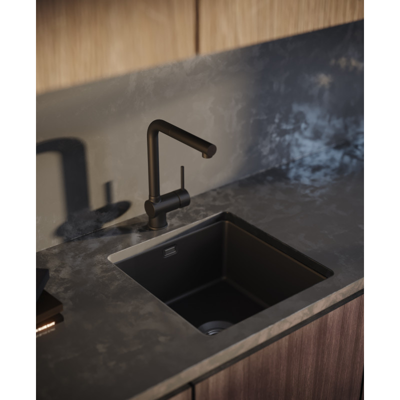 Deante Змішувач для кухні Aster, довж.виливу - 209мм, витяжний, 1важіль, чорний (BCA_N73M)