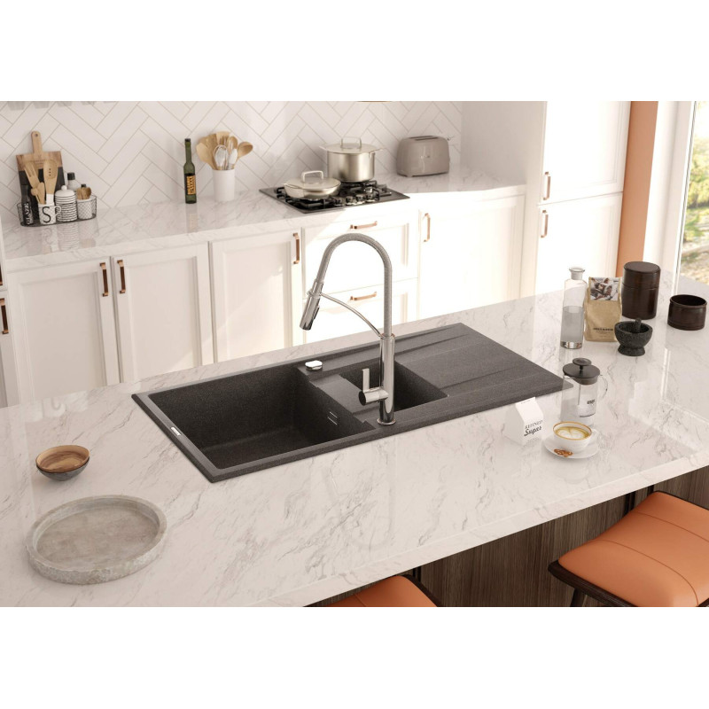 Deante Змішувач для кухні Gerbera, довж.виливу - 212мм, витяжний, 1важіль, хром (BGB_072M)