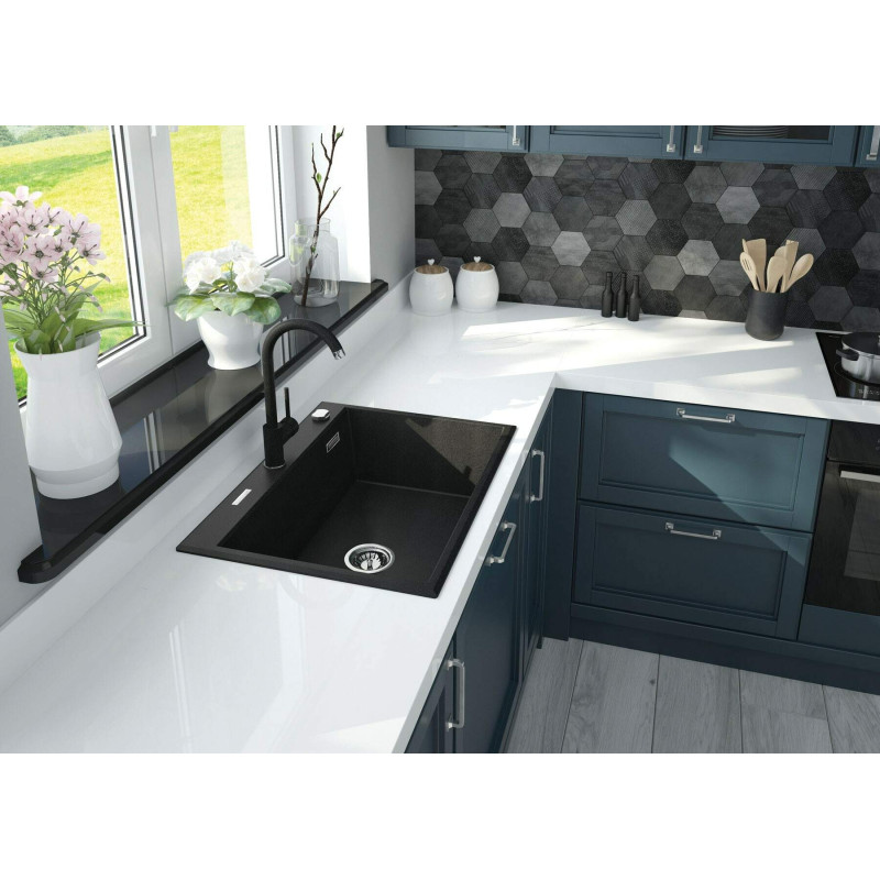 Deante Змішувач для кухні Nemezja, довж.виливу - 180мм, поворотний, 1 важіль, хром-графіт (BEN_262M)