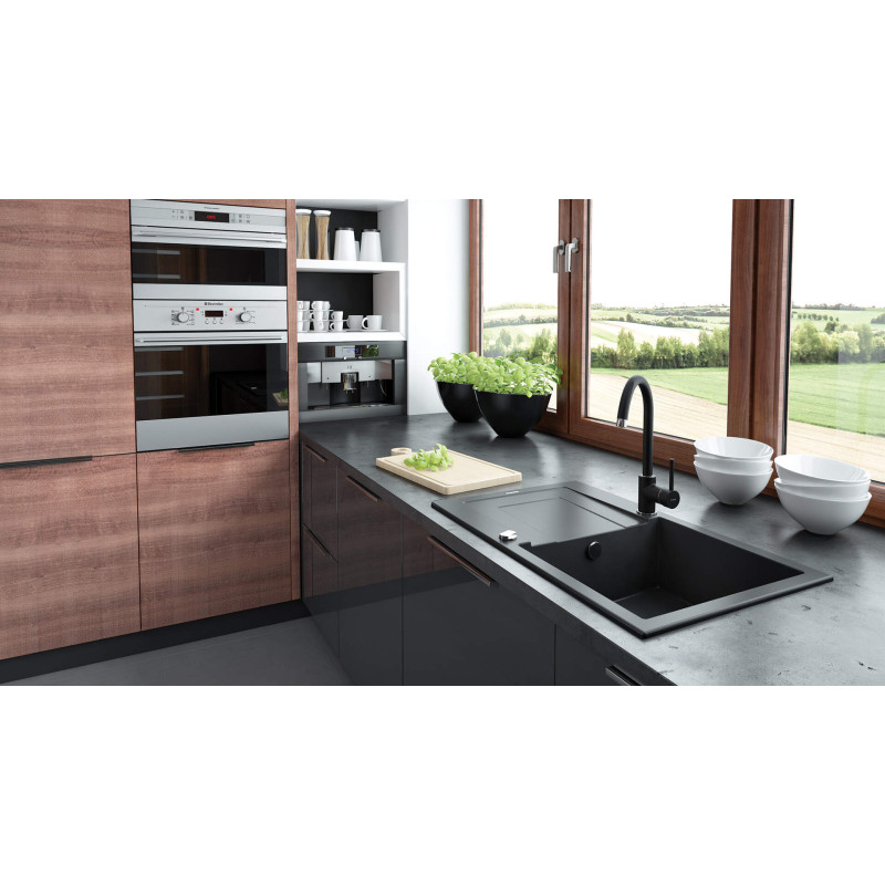 Deante Змішувач для кухні Nemezja, довж.виливу - 180мм, поворотний, 1 важіль, хром-графіт (BEN_262M)